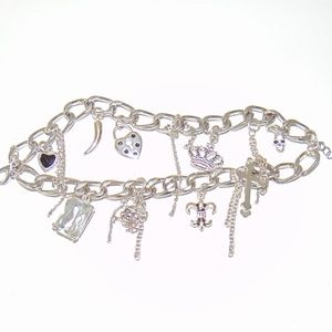 Funky Goth Chain Charm Bracelet Cross Skull